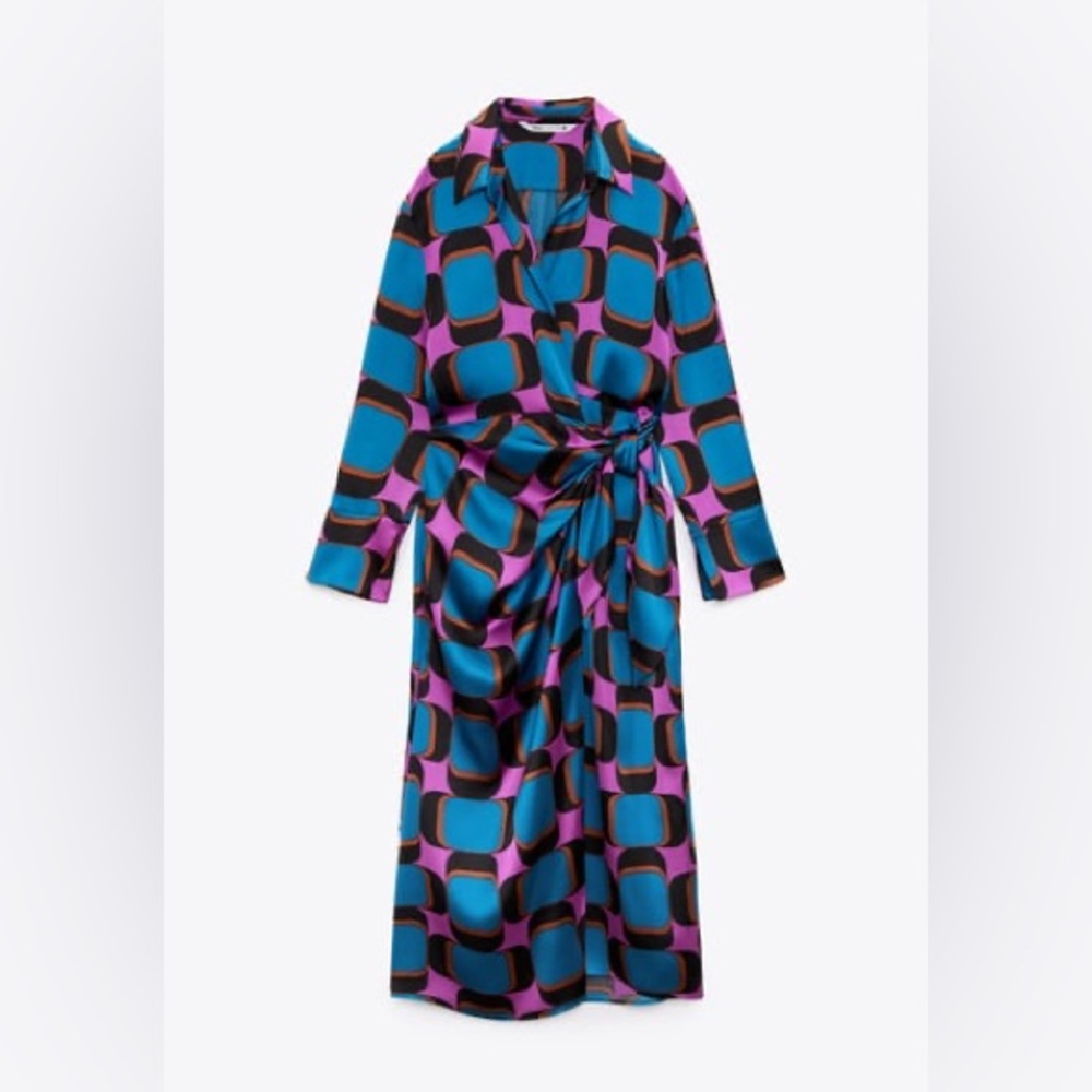 Zara printed wrap dress size small